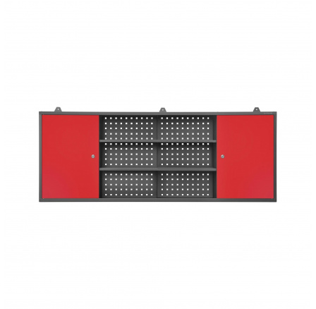 Závěsná dílenská skříňka LEO, 1600 x 600 x 200 mm, antracitově-červená Závěsná dílenská skříňka LEO, 1600 x 600 x 200 mm, antracitově-červená