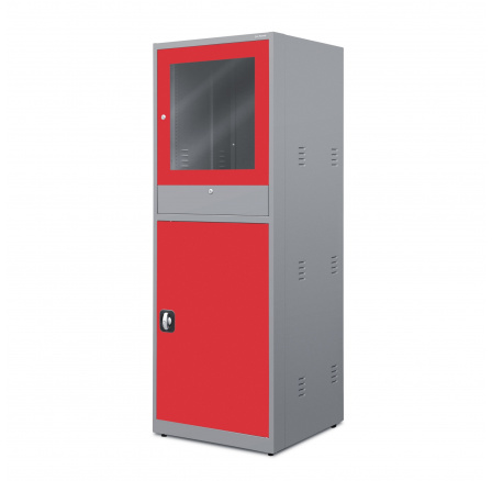 Průmyslová stacionární počítačová skříň STEVE, 640 x 1750 x 630 mm, antracitově-červená Průmyslová stacionární počítačová skříň STEVE, 640 x 1750 x 630 mm, antracitově-červená