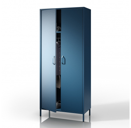 Kovová šatní skříň modrá FLAVIO