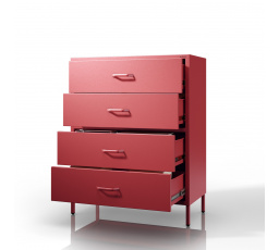 Červená kovová skříňka komoda Moderní CARLA, 800 x 1015 x 400 mm