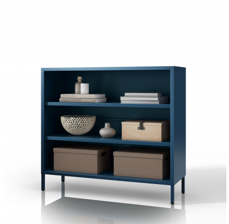 Nízký kovový regál modrý Moderní LUCA, 1000 x 900 x 350 mm
