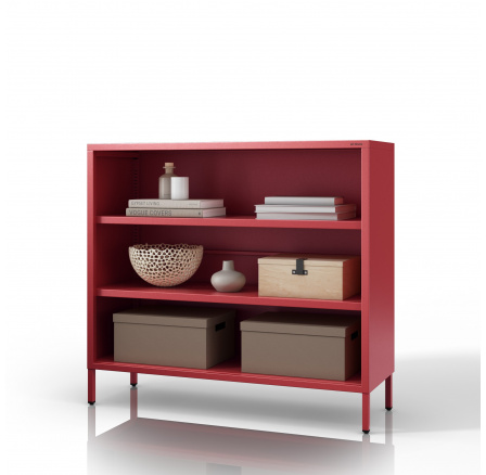 Nízký kovový regál červený Moderní LUCA, 1000 x 900 x 350 mm Nízký kovový regál červený Moderní LUCA, 1000 x 900 x 350 mm