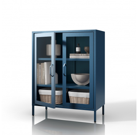 Prosklená nízká vitrína tmavě modrá: Moderní GINA, 800 x 1015 x 400 mm Prosklená nízká vitrína tmavě modrá: Moderní GINA, 800 x 1015 x 400 mm