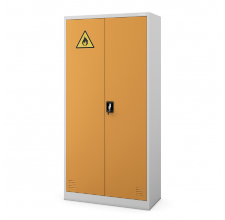 Skříň na chemikálie MARIA, 900 x 1850 x 400 mm, šedo-žlutá
