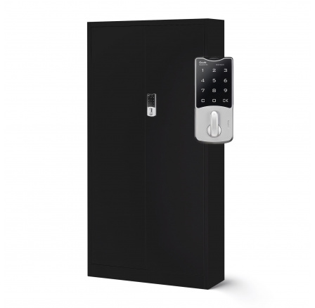 Kancelářská kovová skříň na dokumenty DANIEL, 900 x 1850 x 400 mm, černá