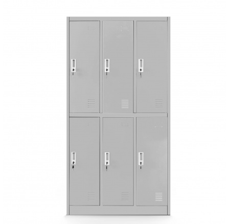 Školní skříňka BHP šedá: 6-komorová IGOREK, 900 x 1500 x 450 mm Školní skříňka BHP šedá: 6-komorová IGOREK, 900 x 1500 x 450 mm