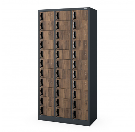 Skrytá šatní skříň OLIVER, 900 x 1850 x 450 mm, Eco Design: antracitová/ořech Skrytá šatní skříň OLIVER, 900 x 1850 x 450 mm, Eco Design: antracitová/ořech