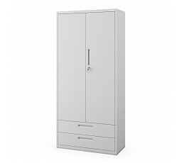 Kovová skříň MEGAN – šedá, dvojitá zásuvka, 195 cm