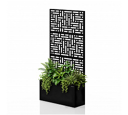 Pergola s květináčem kovová černá: ROSEN, 900 x 1800 x 300 mm