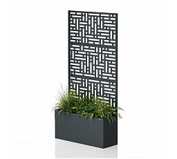 Pergola s květináčem kovová antracitová: ROSEN, 900 x 1800 x 300 mm