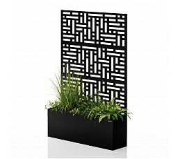 Pergola s květináčem kovová černá: ROSEN, 1200 x 1800 x 300 mm