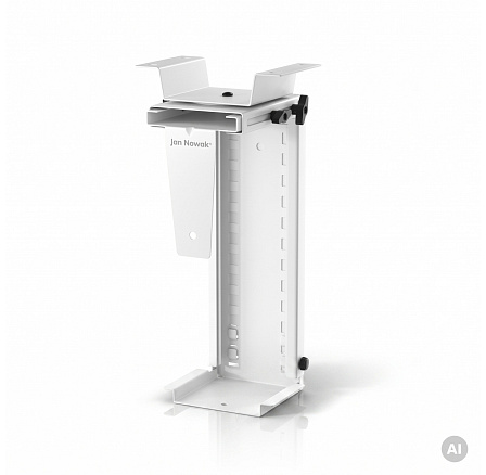 Držák na počítač pod stůl, nastavitelný, kovový, bílý: PC HOLDER Držák na počítač pod stůl, nastavitelný, kovový, bílý: PC HOLDER
