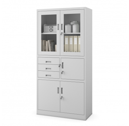 Kancelářská kovová skříň se sejfem na spisy a dokumenty FILIP, 900 x 1850 x 400 mm, šedá Kancelářská kovová skříň se sejfem na spisy a dokumenty FILIP, 900 x 1850 x 400 mm, šedá