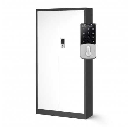 Kancelářská kovová skříň na dokumenty DANIEL, 900 x 1850 x 400 mm, antracitově-bílá Kancelářská kovová skříň na dokumenty DANIEL, 900 x 1850 x 400 mm, antracitově-bílá