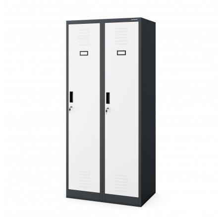 Kovová šatní skříň antracitovo-bílá: čtyřkomorová KACPER, 800 x 1800 x 500 mm Kovová šatní skříň antracitovo-bílá: čtyřkomorová KACPER, 800 x 1800 x 500 mm