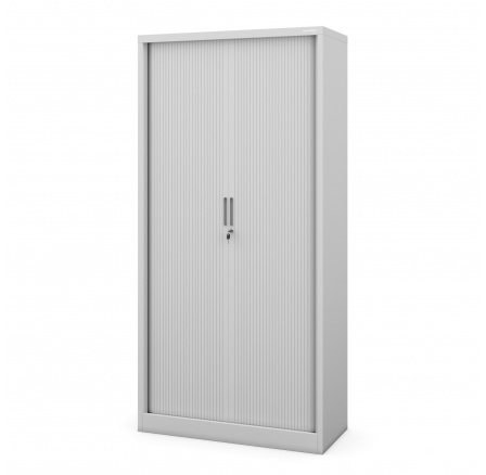 Kovová kancelářská skříň na dokumenty s roletou DAMIAN, 900 x 1850 x 450 mm, šedá Kovová kancelářská skříň na dokumenty s roletou DAMIAN, 900 x 1850 x 450 mm, šedá