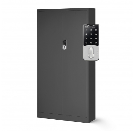 Kancelářská kovová skříň na dokumenty DANIEL, 900 x 1850 x 400 mm, antracitová Kancelářská kovová skříň na dokumenty DANIEL, 900 x 1850 x 400 mm, antracitová