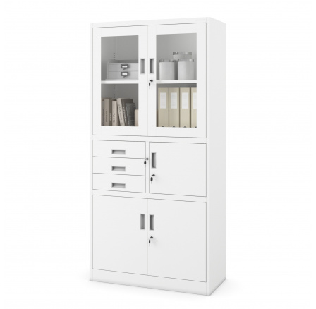 Kancelářská kovová skříň se sejfem na spisy a dokumenty FILIP, 900 x 1850 x 400 mm, bílá Kancelářská kovová skříň se sejfem na spisy a dokumenty FILIP, 900 x 1850 x 400 mm, bílá