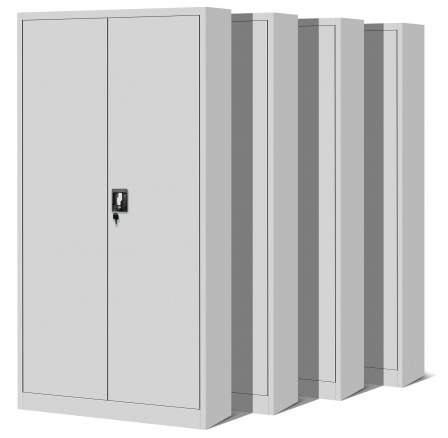 Sada 4x kancelářská kovová skříň na dokumenty JAN H, 900 x 1950 x 400 mm, šedá