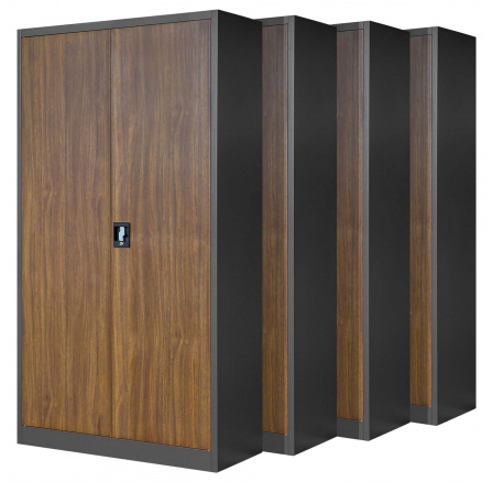Sada 4x kancelářská kovová skříň na dokumenty JAN, 900 x 1850 x 400 mm, antracitová/ořechová Sada 4x kancelářská kovová skříň na dokumenty JAN, 900 x 1850 x 400 mm, antracitová/ořechová