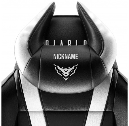 Polštář opěrka hlavy Diablo X-Horn s personalizovanou výšivkou, černo-bílá Polštář opěrka hlavy Diablo X-Horn s personalizovanou výšivkou, černo-bílá