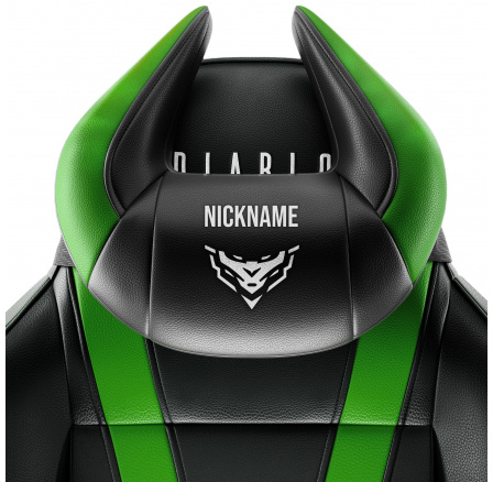 Polštář opěrka hlavy Diablo X-Horn s personalizovanou výšivkou, černo-zelená Polštář opěrka hlavy Diablo X-Horn s personalizovanou výšivkou, černo-zelená