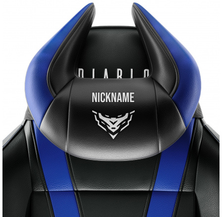 Polštář opěrka hlavy Diablo X-Horn s personalizovanou výšivkou, černo-modrá Polštář opěrka hlavy Diablo X-Horn s personalizovanou výšivkou, černo-modrá