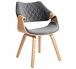 Židle LUISE Sametová Šedá Ohýbaná Překližka