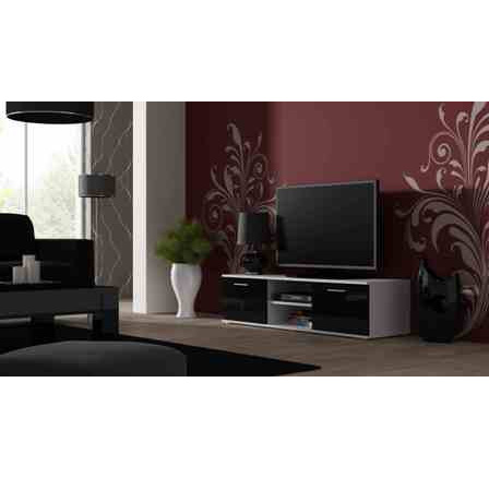 Tv komoda SOHO 140, bílá/černý lesk