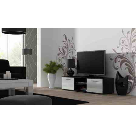 Tv komoda SOHO 140, černá/bílý lesk