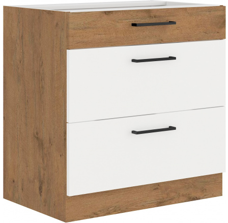 Dolní skřínka VIGO - 80 D 3S BB, Dub Lancelot / Bílý lesk