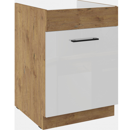 Dolní skřínka VIGO - 60 ZL 1S BB, Dub Lancelot / Bílý lesk