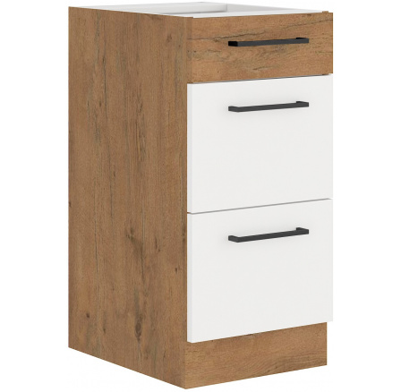 Dolní skřínka VIGO - 40 D 3S BB, Dub Lancelot / Bílý lesk