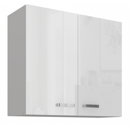 Horní skřínka BIANCA - 80 G-72 2F, Šedá / Bílý lesk