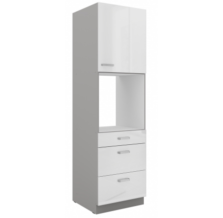 Kuchyňská skříň BIANCA - 60 DPS-210 3S 1F, Šedá / Bílý lesk