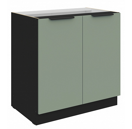 Dolní skříňka ARIA - 80 D 2F BB, Černá/Aquamarine