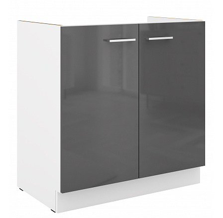 Dolní skříňka SOLA - 80 ZL 2F BB, Bílá/Šedý Lesk