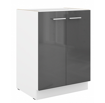 Dolní skříňka SOLA - 60 D 2F BB, Bílá/Šedý Lesk