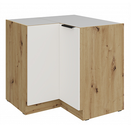 Dolní rohová skříňka ARIA - 90x90 DN 2F BB, Dub Artisan/Bílá Crystal AFM - (ANTI-Fingerprint) Dolní rohová skříňka ARIA - 90x90 DN 2F BB, Dub Artisan/Bílá Crystal AFM - (ANTI-Fingerprint)