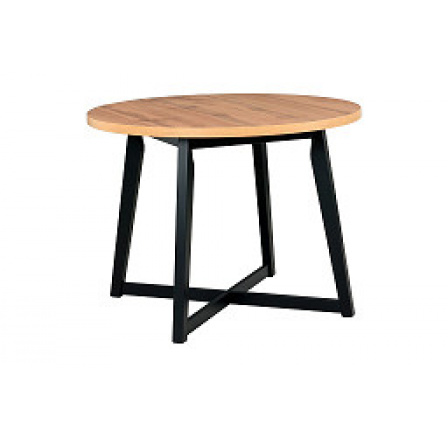 OTAVA 2L (OTTO 2L) - jídelní stůl kulatý ROZKLÁDACÍ - lamino Dub wotan / nohy dřevo černá - kolekce "DRE" (K150-E)