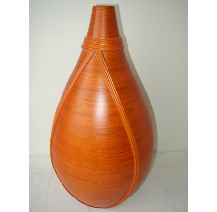 Bambusová váza s ratanem oranžová