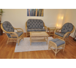 Ratanová sedací souprava Florida medová - polstry šedý melír