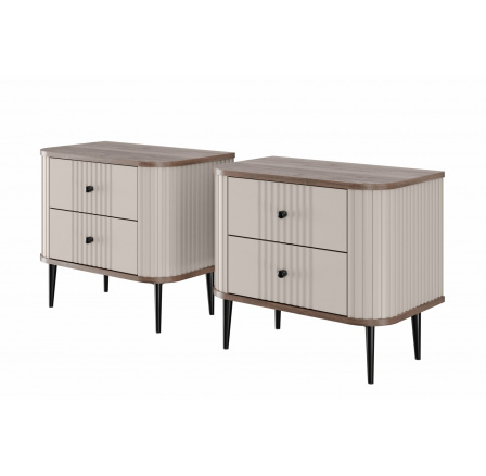Sada nočních stolků Vesper 56 cm - kašmír / ořech / černé nohy