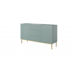 Komoda Nicole 150 cm s třemi zásuvkami, šalvěj MDF / zlaté nohy