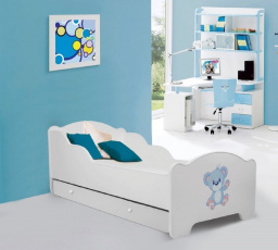 Dětská postel AMADIS se šuplíkem a matrací 160x80 cm, Bílá/Bear