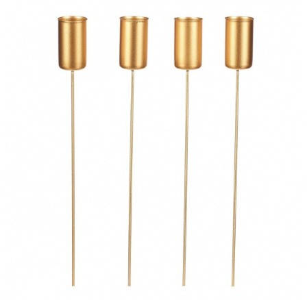 Bodec na kónickou svíčku - kov, zlatý mat, cena za balení (4 ks)