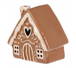 Domeček keramický - na čajovou svíčku, barva hnědá