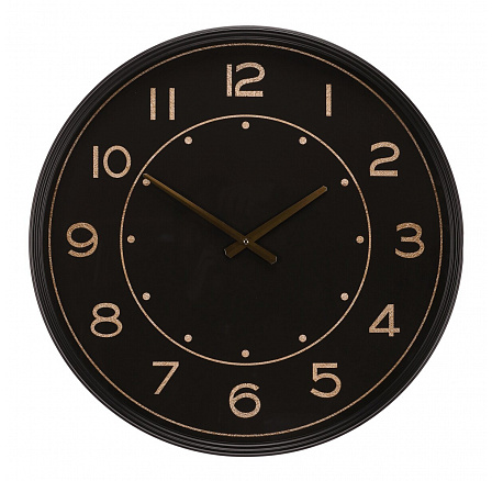 Hodiny nástěnné - pr. 60 cm, kovové, černé se zlatými čísly