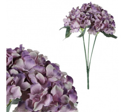 Hortenzie - umělá kytice, 5 květů, barva fialová
