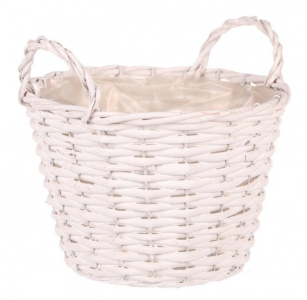 Košík proutěný - obal na květiny, kulatý, bílý Košík proutěný - obal na květiny, kulatý, bílý